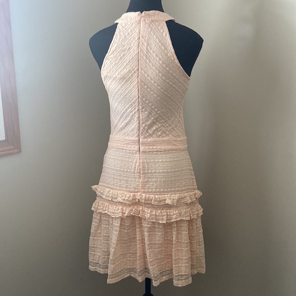 Bebe pink frills dress lace. Large but fits as a Medium. - Picture 2 of 4